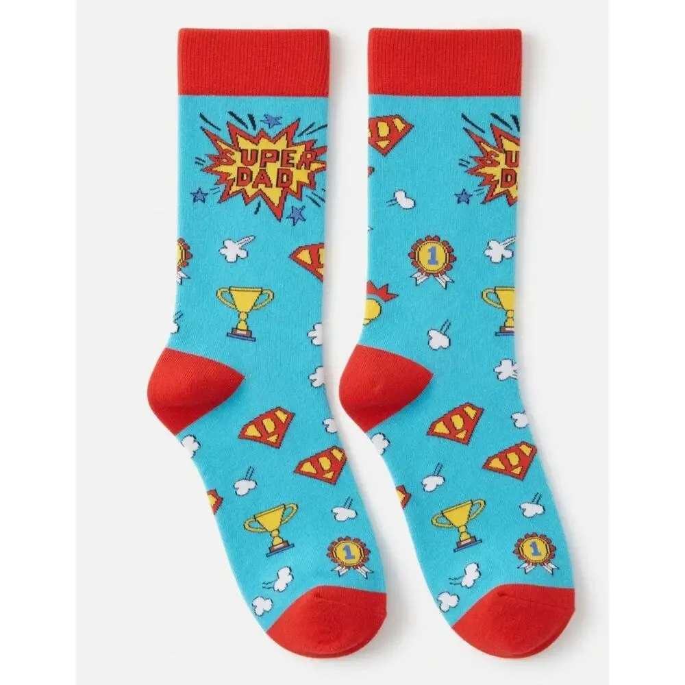Super Dad Socks – Fun Novelty Crew Socks – Brand New!